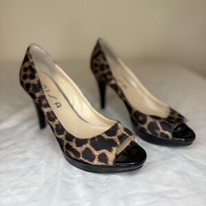 Unisa Nadette Women’s Leopard Print Peep Toe Heels